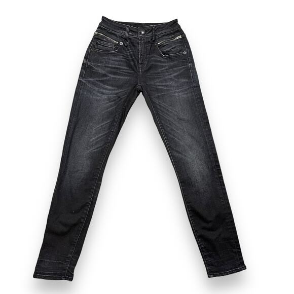 R13 Biker Boy Skinny Jeans Black Distressed Denim Zippers MSRP $545 Sz 24 - Picture 1 of 7